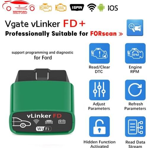 Vgate vLinker FD+ ELM327 V2.2 Forscan for Ford Wireless For Android/IOS ELM 327 wifi OBD OBD2 Car Diagnostic MS CAN Auto Tool