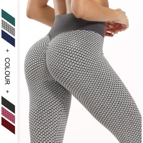High Waist Leggings Breathable Gym Sport Fitness Workout Leggings Yoga Pantalones Grid Tights Push Up Yoga Pant