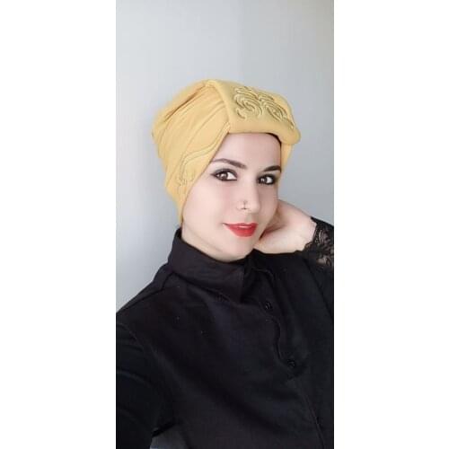 Women Paisley Pattern Processing Double sided Bone Mustard