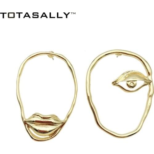 TOTASALLY Women Chic Earrings Trendy Funny Alloy Lip Eye Facw Earrings Fashion Female Nova Jewelry for Party show