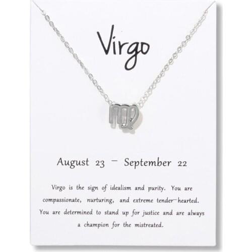 New White Card Virgo 12 Constellation Pendant Necklaces For Women Zodiac Chains Necklace Color Birthday Gifts Jewelry