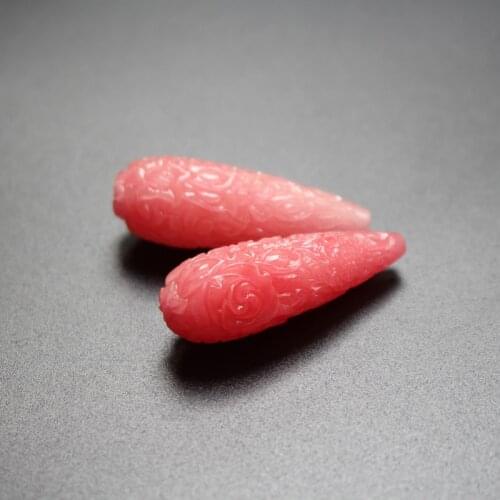10Pcs 27mm 40mm Artificial Coral beads Large Coral Flower beads Drop Shape Cabochon Clear Pink Color for Earring making
