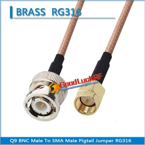 1X Pcs Q9 BNC Male To SMA Male Plug Pigtail Jumper RG316 Extend Cable RF Connector Q9 to SMA Dual Male Low Loss