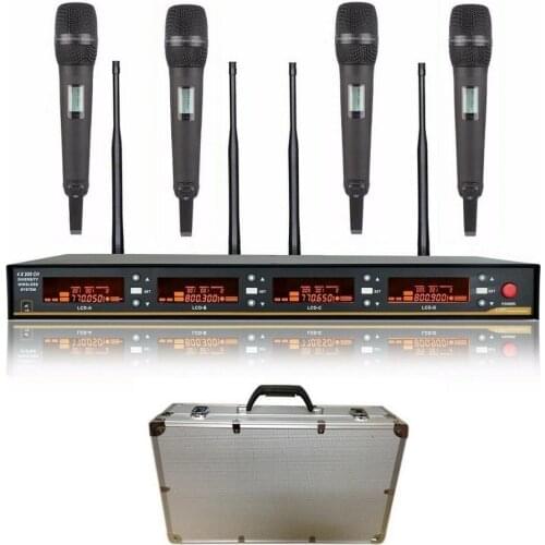 4 Matal Handheld Wireless UHF Microphone System Kapaoke Cordless Microphones mikrafones Church School Meeting Speech