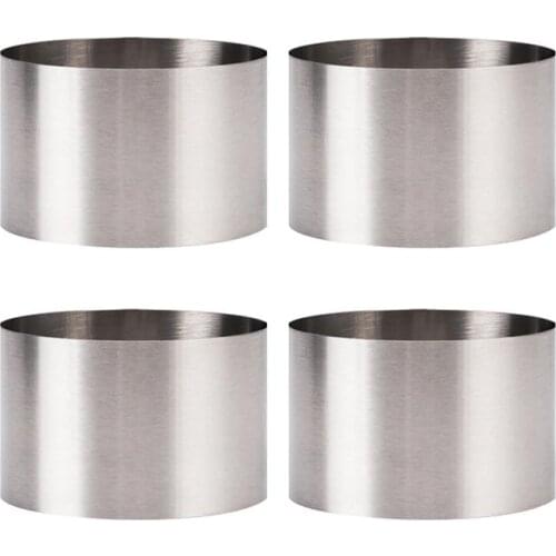 4Pcs/Set 6*6*5/8*8*5cm Circular Stainless Steel Mousse Dessert Ring Cake Cookie Biscuit Baking Molds