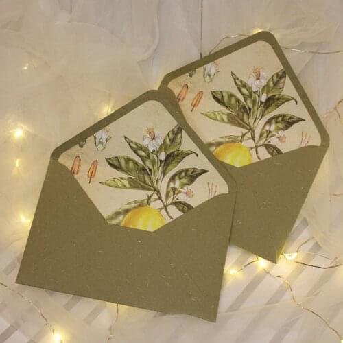 5pcs/pack Lime Green Earth Series Earth Paper Retro Lining Envelopes Size105mmX155mm Gift Envelopes Wedding Invitation Envelopes