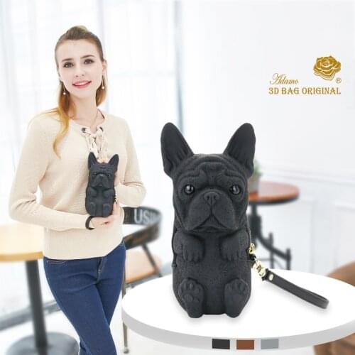 Adamo 3D Bag Original Fred French Bulldog Clutch with Strap Fashion Wallet Womens Purse Female Clutch Long Purse