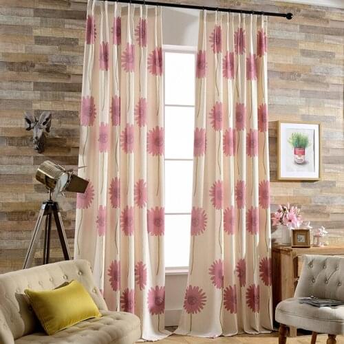 BIGMUM Modern Pastoral Red Rideaux Sunflower Floral Print Blackout Curtains For Living Room Bedroom Kitchen Cortinas Window