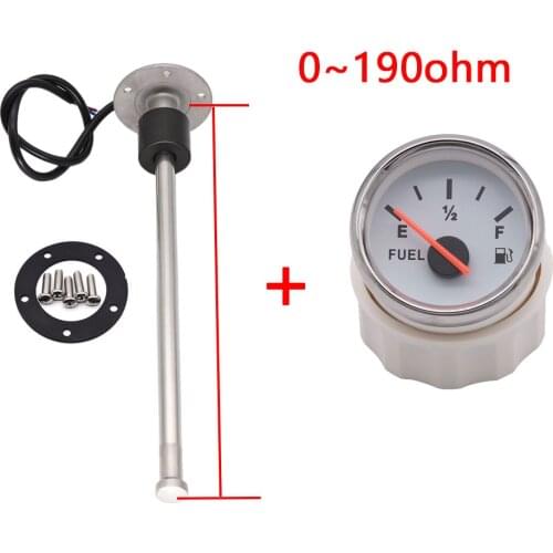 Fuel Level Gauge + Fuel Level Sensor 0-190ohm Gauges Oil Liquid Tank Indicator With Red Backlight Stainless Steel Fit Boat Car