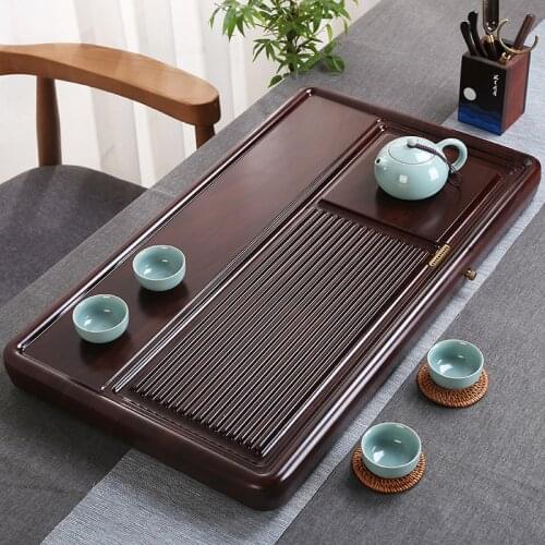 Wooden Serving Tea Tray Simple Large Chinese Kung Fu Tea Table Set Tea Tray Tea Accessories Plateau Repas Kitchen Tools DI50CP