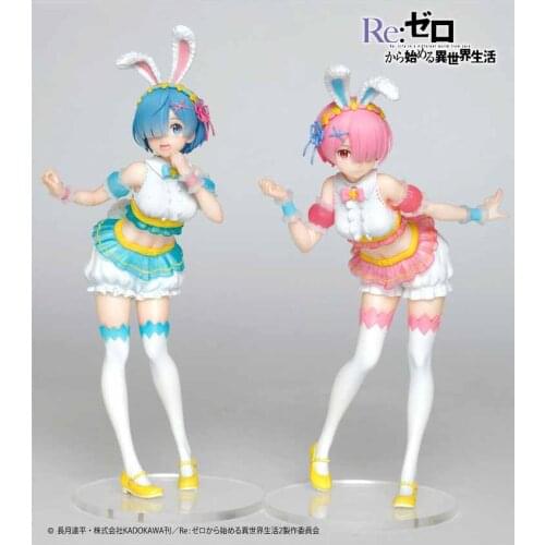 Original Taito RE:Zero Rem Ram Easter Rabbit Version Action Figure Model Toys Anime Brinquedos Figurals