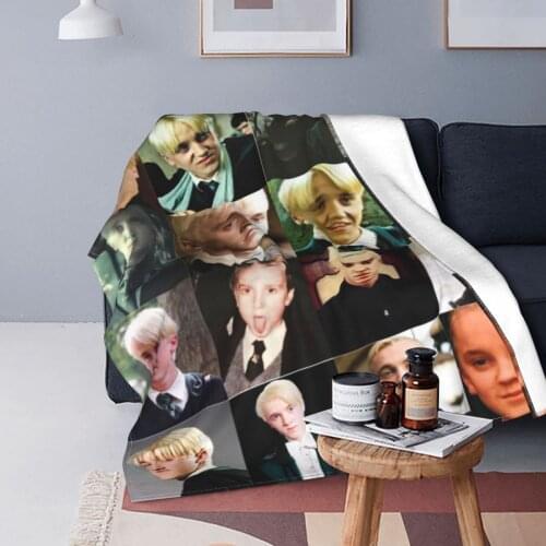 Draco Malfoy Plaid Blankets Velvet Summer Wizard Death Eeaters Portable Warm Throw Blankets for Bed Bedroom Quilt