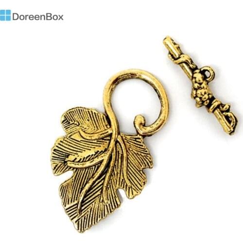 Doreen Box Lovely 20 Sets golden tone Grape Charm Toggle Clasps Findings (B05711)