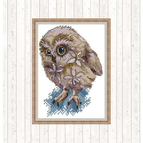 Beauty Owl Cross Stitch Sets DMC Cotton Thread Printed Canvas Needlework Embroidery 14ct 11ct Count Print Canvas DIY Handmade