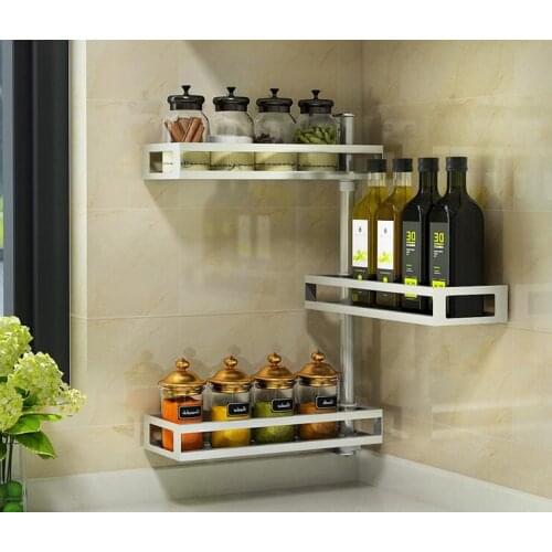 Stainless steel kitchen rack. No perforated kitchen. Multi-layer storage rack wall
