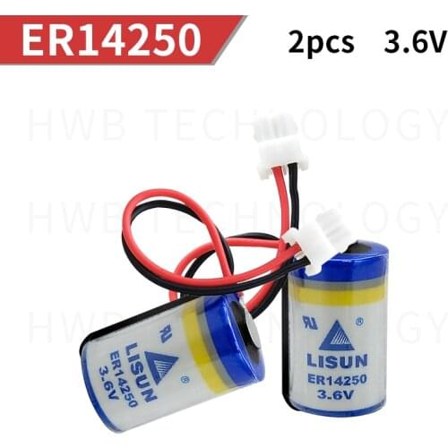 2pcs LISUN LISUN 1 / 2AA ER14250 3.6V lithium battery with plug Delta PLC program disposable batteries
