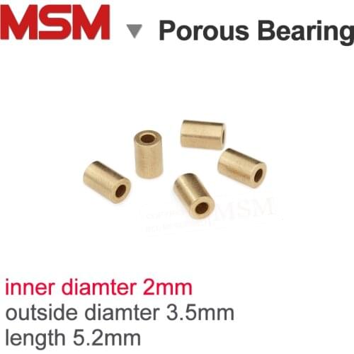 MSM 2x3.5x5.2mm Porous Bearings Copper Base Powder Metallurgic Oil Bushing Mini Bearing Sintered Copper Sleeve Tin bronze