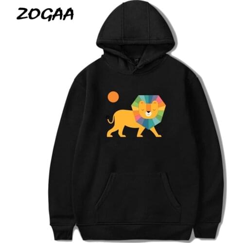 ZOGAA Spring New Mens Thick Hooded Sweatshirt Colorful Lion Harajuku Student Hoodie Hip Hop Casual Sweatshirt Mens Streetwear