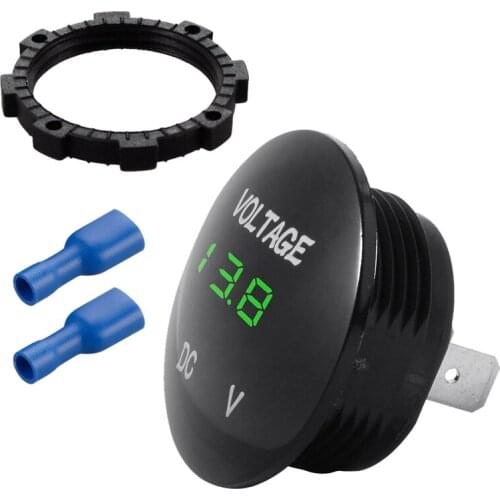 Voltage Meter Universal Voltmeter Digital Display Water Resistant LED Green Color for 12V-24V DC Car Motorcycle Automobile Truck