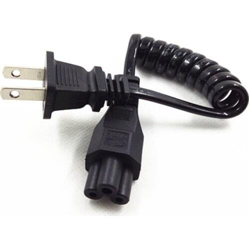 NEMA1-15P 2Pin male plug to IEC 320 C5 Cloverleaf Spring Retractable Power short Cable 10-30cm For Laptop Notebook Adapter