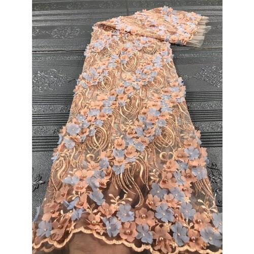 New exquisite 3D applique bead embroidery, French tulle lace, suitable for ladies dresses