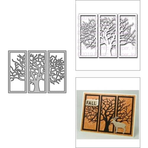 2021 New Tree Triptych Border Metal Cutting Dies for DIY Scrapbooking Decorative and Card Making Paper Craft Embossing No Stamps