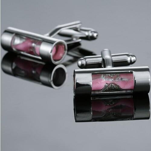 New function Pink hourglass cufflinks fashion mens shirt cufflinks senior designer carefully designed brand shirt button
