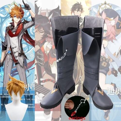 Genshin Impact Tartaglia Ajax Cosplay Shoes Boots cosplay wig Halloween Carnival Cosplay Costume Accessories women men shoes