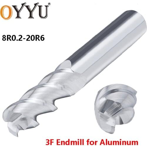 OYYU Solid Carbide Corner Radius End Milling Cutter for Aluminum Copper Router Bit Tungsten Steel End Mills 8mm-20mm R0.2 R1 R2