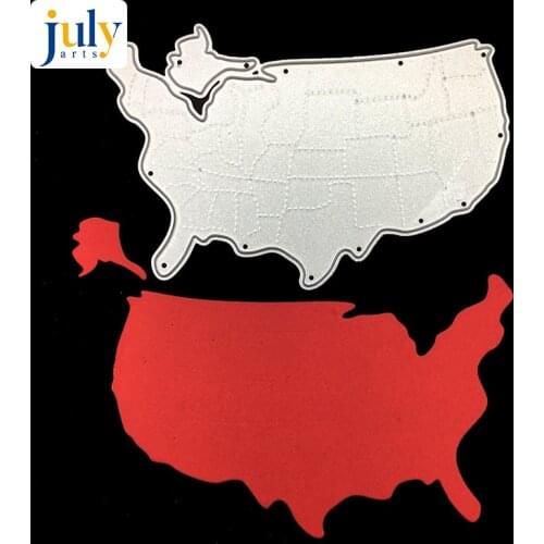 Julyarts United States Map Cutting Dies Metal Map of America Cutting Dies Metal Cutting Dies For Paper Album Greeting Cards