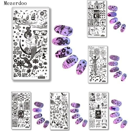Mermaid Skeleton Nail Art Template DIY Nail Stamp Stamping Image Plate Print Stainless Steel Printing Templates with Backplane