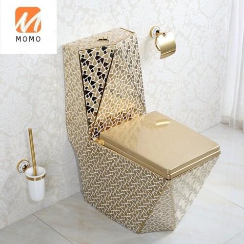 European Style Gold Diamond toilet seat Hotel Project Gold Plated integrated toilet seat Biological Toilet Closestool