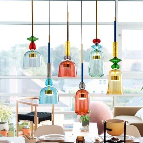 Modern Colorful LED Pendant Lights Lighting for Kitchen Hanging Light Dinning Room Hanging Lamp Home Indoor Decor Light Fixtures