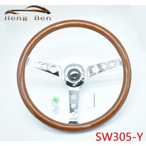 Spokes circular hole Universal Classic Real Mahogany Wood Steering Wheel 380mm 15 inch Car Steering Wheel SW305-Y