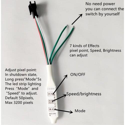 DC5V-24V MINI 3Key LED controller for WS2811 Single Color White /Warm White Running Water Flowing Horse Race LED Strip Light