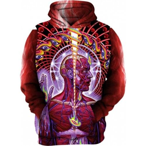 SOSHIRL Lateralus Hoodies Funny Purple Spirit Hooded Sweatshirt Harajuku 3d Muscle Tissue Pullovers Punk Hip Hop Streetwear