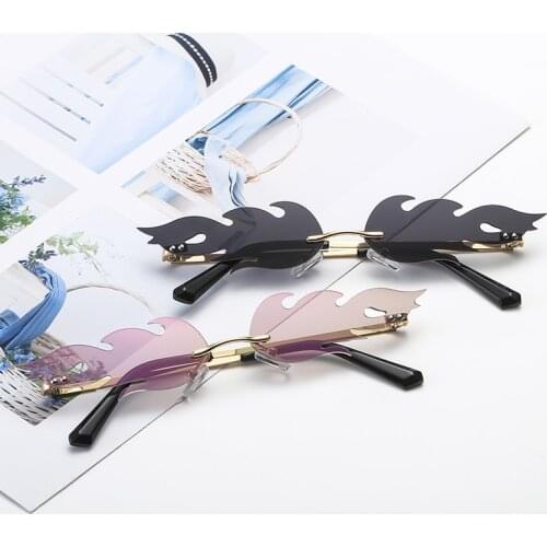 Unique Fire Rimless Metal Frame Sunglasses Narrow Side UV400 Glasses