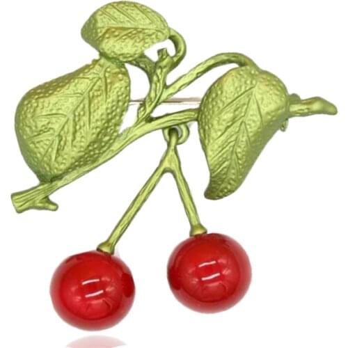 CSxjd Vintage corsage jewelry Cherry branches stone brooches in pin costume or womens scarf Womens wedding accessories