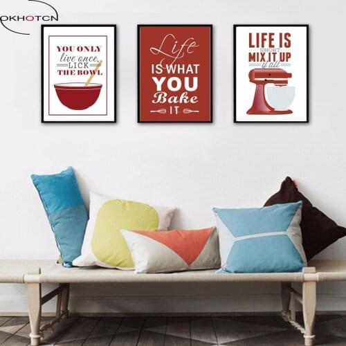 Baking Canvas Painting Life Quote Oil Posters and Prints Wall Pictures For Living Room Kitchen Mixer Art Home Decor