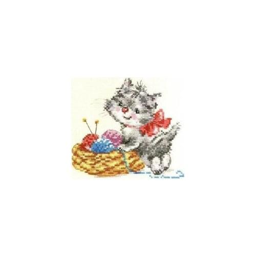 Alisa embroidered kitten MM200423 cross stitch 11CT 18ct 14ct cotton thread embroidery DIY handmade needlework
