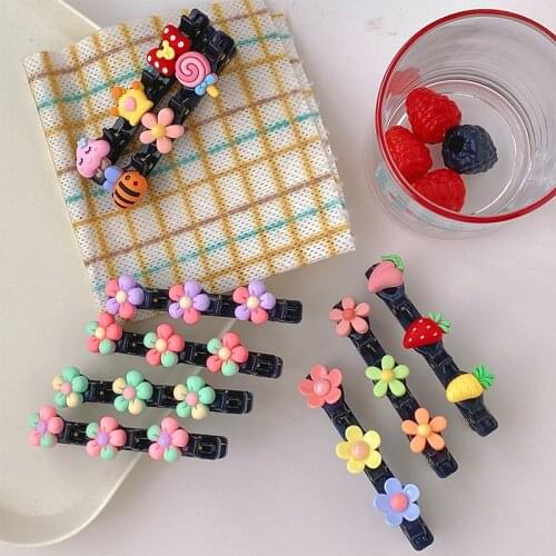 Summer Children Cute Cartoon Flower Fruit Ornament Hair Clips Girls Lovely Acrylic Barrettes Hairpins Kids Hair Accessories