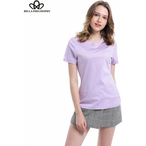Bella Philosophy premium 80 double-sided mercerized cotton short-sleeved T-shirt female base cotton Tee women summer top