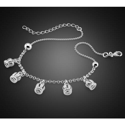 Women Fashion 100% 925 silver crown pendant Anklet Leg Bracelets Anklets Summer on the leg Accessories Wholesale Jewelry