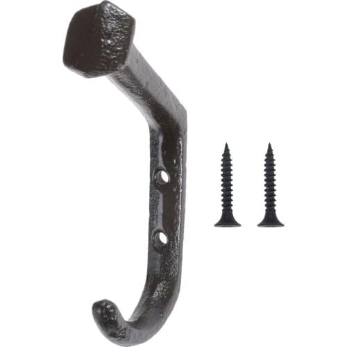1set Cast Iron Hook Wall Mounting w/screws Heavy Sturdy Rustic Handle 35 lbs holder 112mmx61mm Coat Towel Clothes Hanger Home