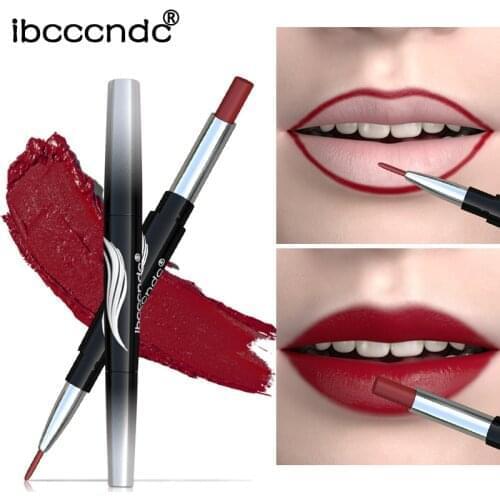 10 Colors 2 In 1 Lip Liner Pencil Lipstick Lip Beauty Makeup Waterproof Nude Color Cosmetics Sexy Red Lipliner Pen Matte Lip