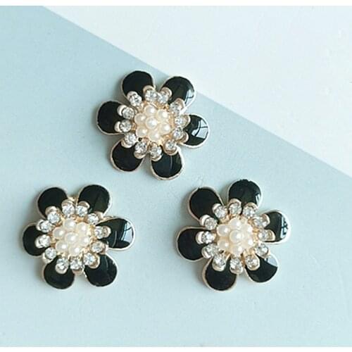 2019New 100Pcs Drip Flower and Rhinestone Pearl Buttons for Wedding Clothes Decoration and DIY Hair Accessories HZ422