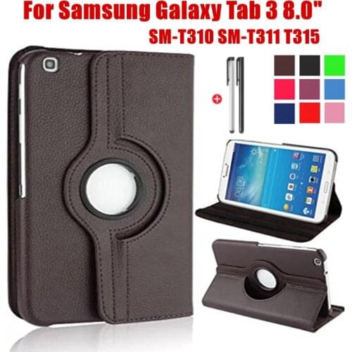 360 Rotation Coque for Samsung Galaxy Tab 3 8.0 SM-T310 T311 Case Smart PU Leather Cover for Samsung Tab 3 8.0" T310 T311 Case