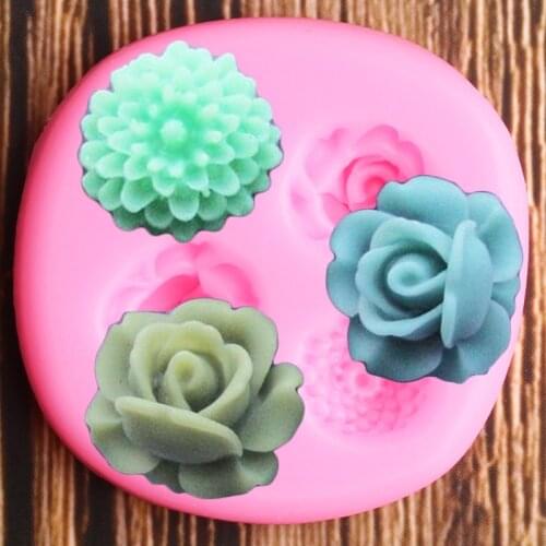 3D Rose Flower Silicone Molds Chrysanthemum Fondant Mould Kitchen Baking Cake Decorating Tools Candy Chocolate Gumpaste Moulds