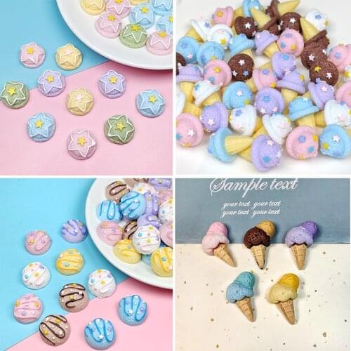 5/10Pcs Kawaii Simulation Ice Cream Ball Cone Flat back Resin Cabochon Scrapbooking Craft DIY Embellishments Accessories