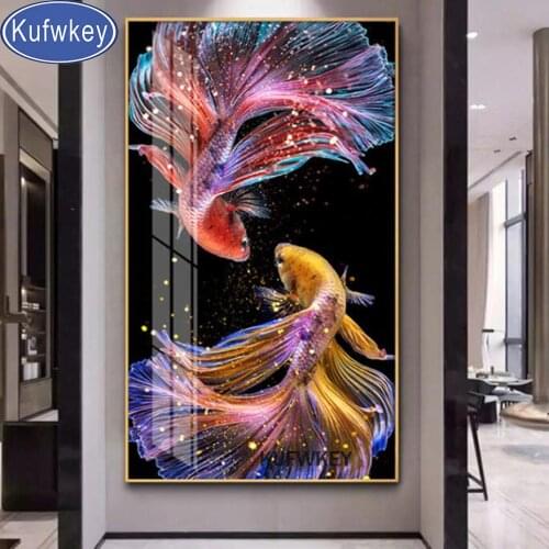 5D Diamond Painting Full square Drill Koi Fish 3d diy Cross Stitch Painting Hobby Craft Home Decoration pictures of rhinestone